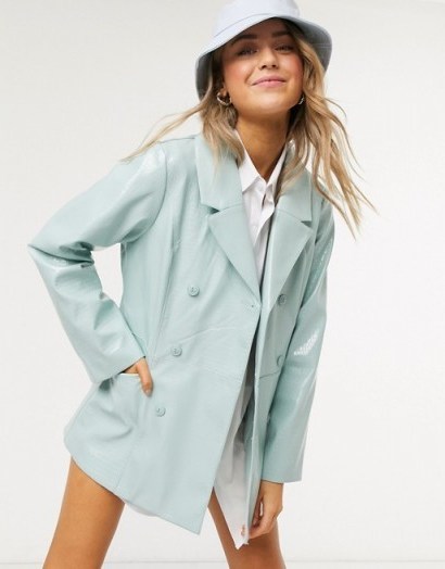 Monki Peaches faux croc jacket in sage - flipped