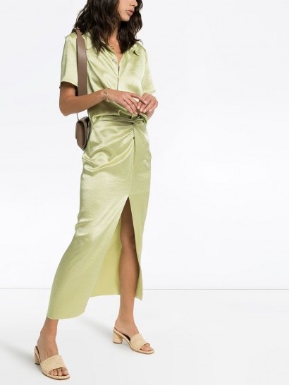 NANUSHKA Samara slit skirt ~ delicate shades of green - flipped