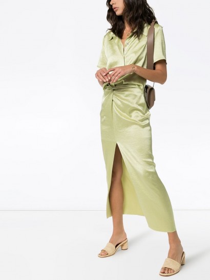 NANUSHKA Samara slit skirt ~ delicate shades of green