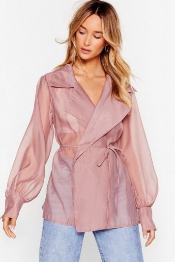 NASTY GAL New ‘Round Sheer Organza Wrap Blouse - flipped