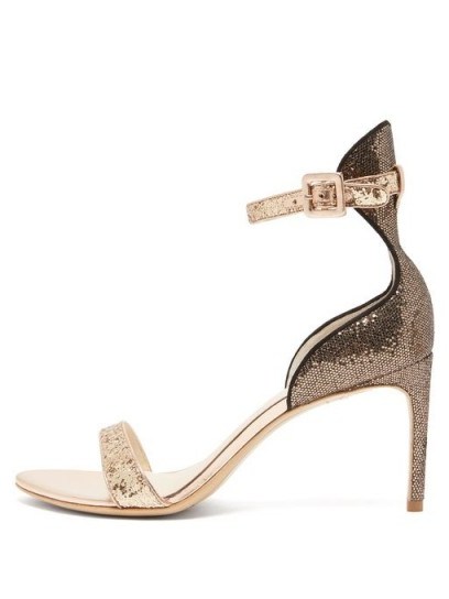 Sparkly heels | SOPHIA WEBSTER Nicole glitter-leather sandals in metallic - flipped