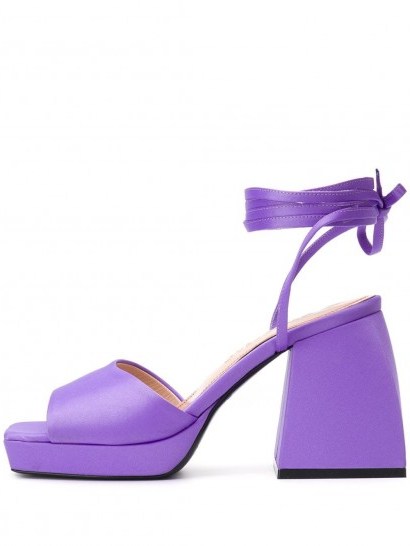 NODALETO Purple leather ankle strap sandals / chunky heels - flipped