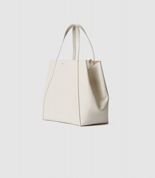 Reiss NORTON LEATHER TOTE BAG OFF WHITE ~ luxe handbags - flipped