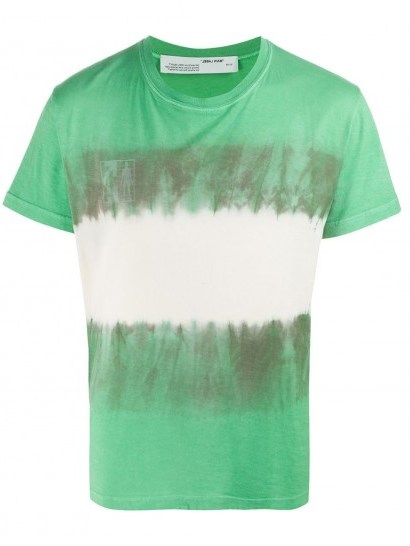 OFF-WHITE Arrow tie dye skinny T-shirt / men’s green t-shirts - flipped