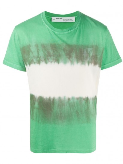 OFF-WHITE Arrow tie dye skinny T-shirt / men’s green t-shirts