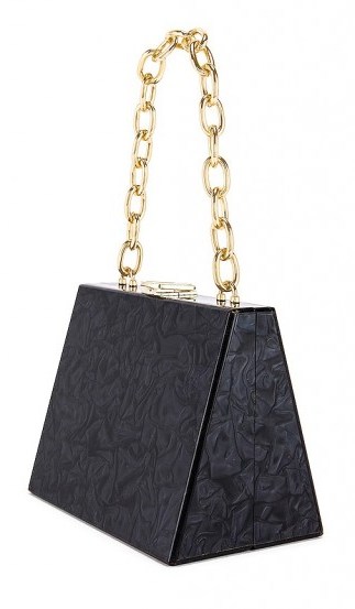 olga berg Emily Acrylic Bag in Black | chain link shoulder bags - flipped