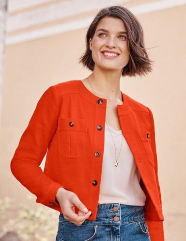 BODEN Paget Textured Crop Jacket Orange Sunset / bright summer jackets - flipped