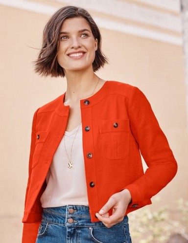 BODEN Paget Textured Crop Jacket Orange Sunset / bright summer jackets