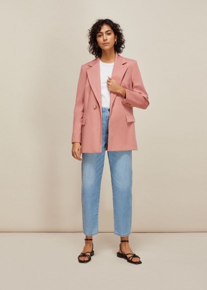 WHISTLES SANA SINGLE BREASTED BLAZER PALE PINK – suit jackets - flipped