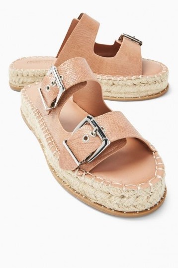 TOPSHOP PALM Taupe Espadrille Sandals / summer flats - flipped