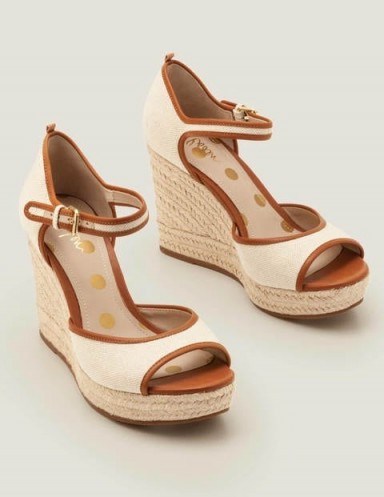 Boden Philippa Espadrille Wedges – Natural/Tan ~ retro wedge heels - flipped