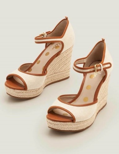 Boden Philippa Espadrille Wedges – Natural/Tan ~ retro wedge heels