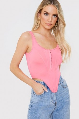 IN THE STYLE PINK HOOK AND EYE CORSET CROP TOP - flipped