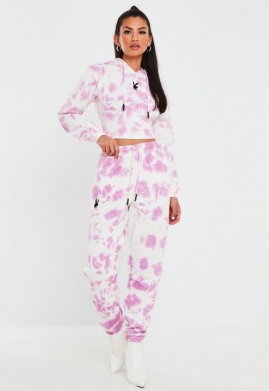 playboy x missguided pink tie dye oversized joggers - flipped