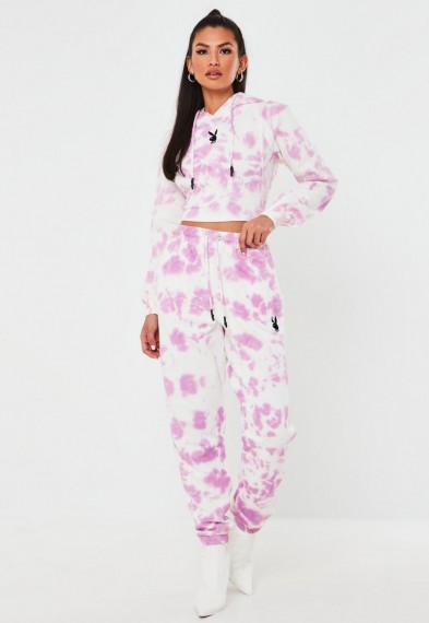 playboy x missguided pink tie dye oversized joggers