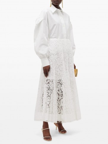 VALENTINO Pleated lace midi skirt – matches fashion