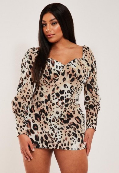 Missguided plus size brown leopard print sweetheart mini dress - flipped