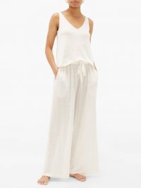 ABOUT Poema drawstring-waist linen-blend pyjama trousers in ivory