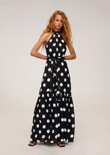 Mango Polka dots long dress navy REF. 67025924-CAROLINE-LM / womens clothing for summer parties - flipped