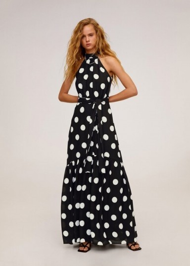 Mango Polka dots long dress navy REF. 67025924-CAROLINE-LM / womens clothing for summer parties