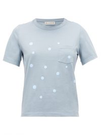 VIKA GAZINSKAYA Polka-dot cotton T-shirt in steel blue
