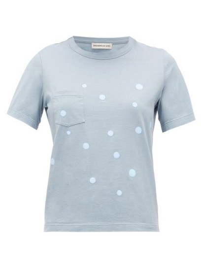 VIKA GAZINSKAYA Polka-dot cotton T-shirt in steel blue - flipped