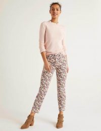 BODEN Printed Straight Jeans Ivory And Rouge, Jungle Bloom