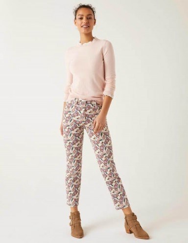 BODEN Printed Straight Jeans Ivory And Rouge, Jungle Bloom - flipped