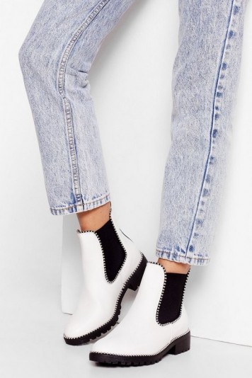 NASTY GAL PU Pin Stud Chelsea Boots White