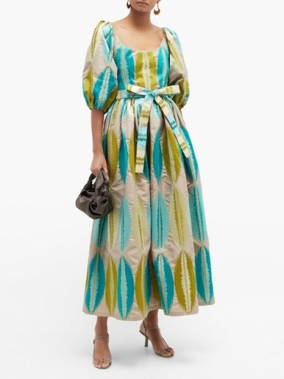 MARTA FERRI Puff-sleeve abstract-jacquard dress - flipped