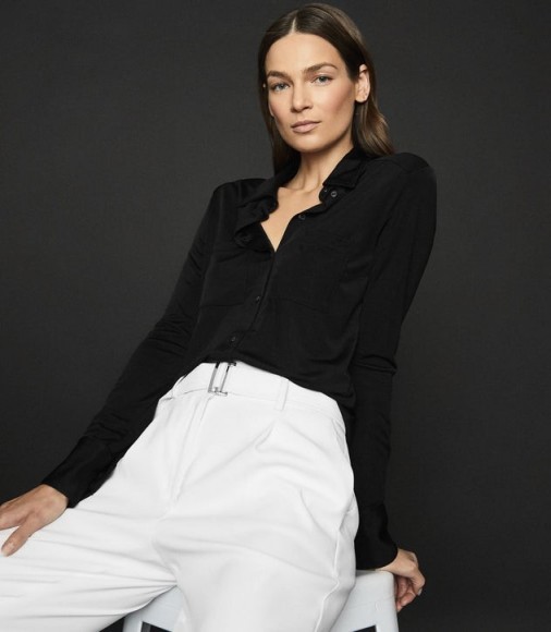REISS QUINNE JERSEY SHIRT BLACK ~ classic wardrobe essential