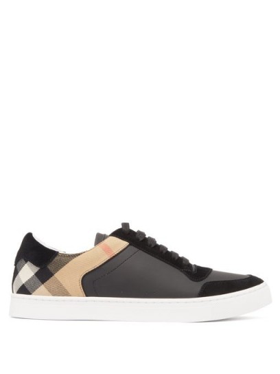 BURBERRY Reeth House-check leather and suede trainers / low tops / sneakers