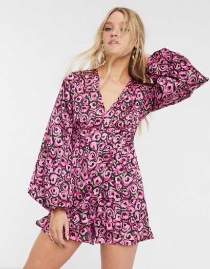 River Island floral wrap playsuit in pink
