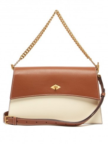 MÉTIER Roma small ivory and tan leather shoulder bag - flipped