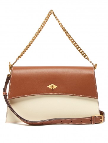 MÉTIER Roma small ivory and tan leather shoulder bag