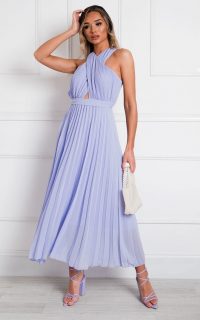 Ikrush Ryanna Pleated Crossover Maxi Dress in Lilac