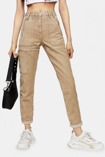Topshop Sand Worker Mom Tapered Jeans - flipped