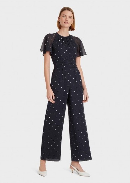 Hobbs SARAH JUMPSUIT in Midnight Ivory / occasion wear - flipped