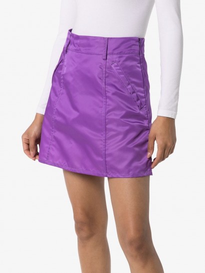 SELF CINEMA A-line mini skirt | purple nylon skirts