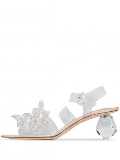 SIMONE ROCHA bead and pearl-embellished 70mm sandals / transparent sandal - flipped