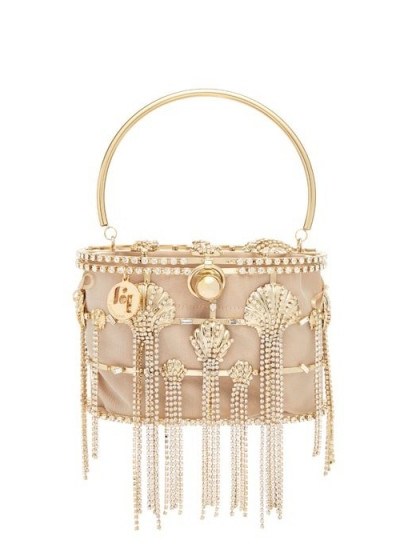 ROSANTICA Sirena crystal-embellished cage clutch bag in gold – sea inspired embellishments - flipped