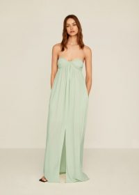 Mango Slit long dress mint green REF. 67015723-MINA-LM / spaghetti strap dresses