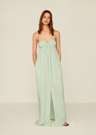 Mango Slit long dress mint green REF. 67015723-MINA-LM / spaghetti strap dresses - flipped