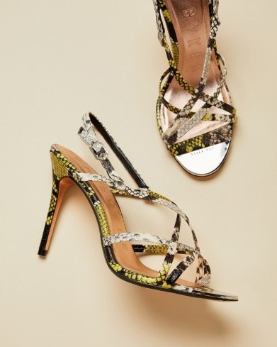 Ted Baker THEANAA Snakeskin leather strappy sandals bright yellow - flipped