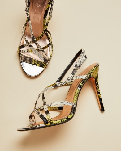 Ted Baker THEANAA Snakeskin leather strappy sandals bright yellow