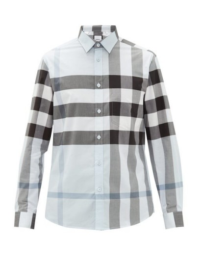 BURBERRY Somerton Nova-check cotton-blend poplin shirt / mens shirts / men’s clothing