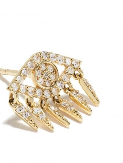 SYDNEY EVAN 14kt yellow gold diamond Evil Eye fringe stud earrings - flipped