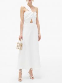 RACIL Tangier one-shoulder twist-front crepe midi dress in white