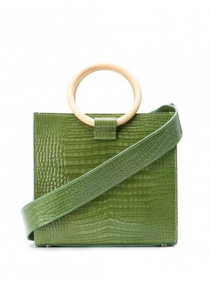 TARA ZADEH Roya mini tote bag in green-leather / chic croc embossed bags - flipped