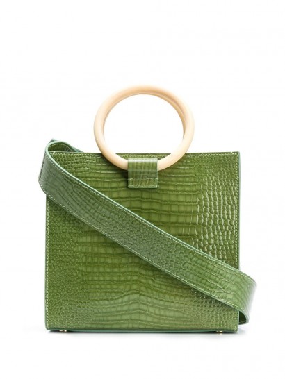 TARA ZADEH Roya mini tote bag in green-leather / chic croc embossed bags